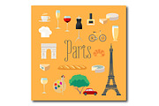 Travel to France, Paris vector icons