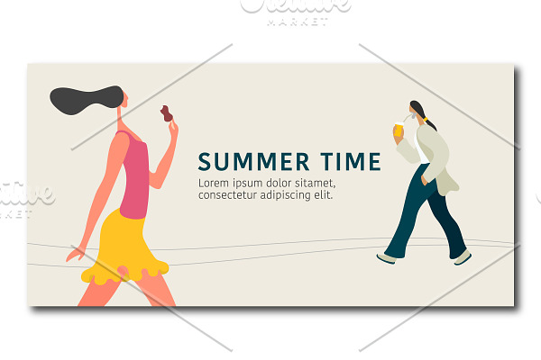 Summer time concept vector illustrat