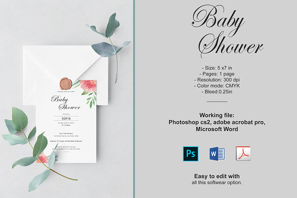 Baby Shower Invitation Template in Invitation Templates - product preview 2