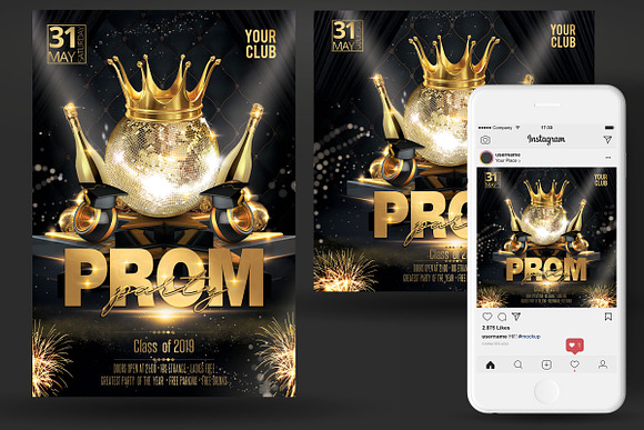 Prom Party Flyer in Invitation Templates - product preview 1