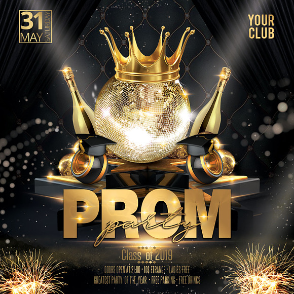 Prom Party Flyer in Invitation Templates - product preview 3