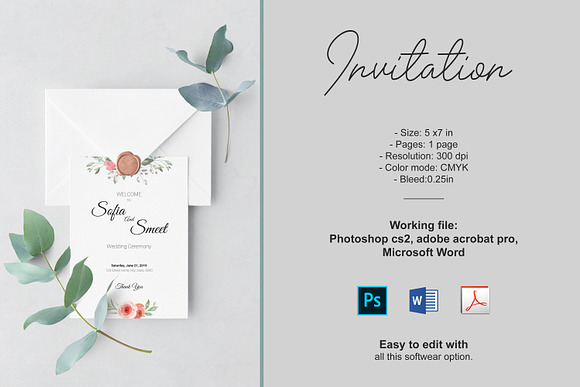 Wedding Invitation Template in Wedding Templates - product preview 1