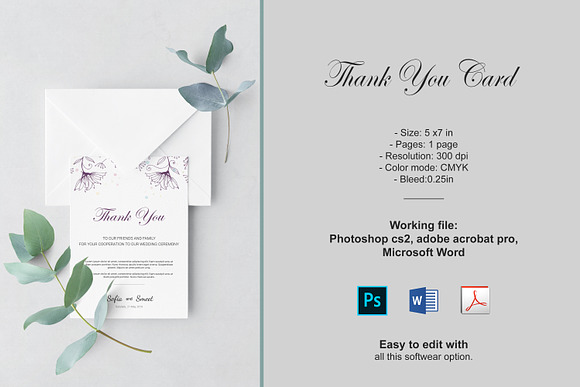 Thank You Card Template in Wedding Templates - product preview 1