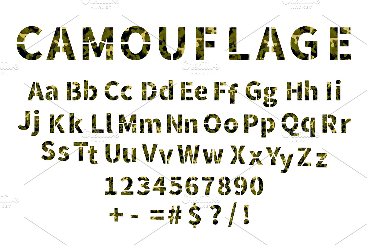 Camouflage military stencil font in Objects - product preview 8