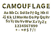 Camouflage military stencil font