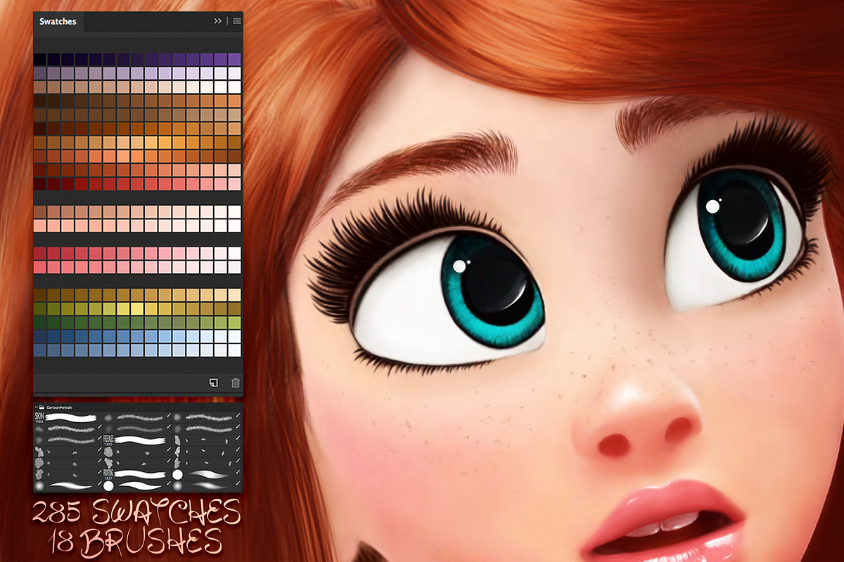 Cartoon Portrait Swatches in Photoshop Brushes - product preview 8
