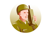 military soldier talking radio