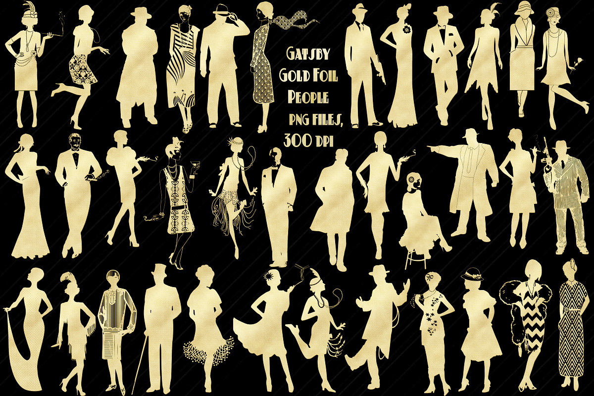 Gatsby Gold Foil People Clip Art in Illustrations - product preview 8