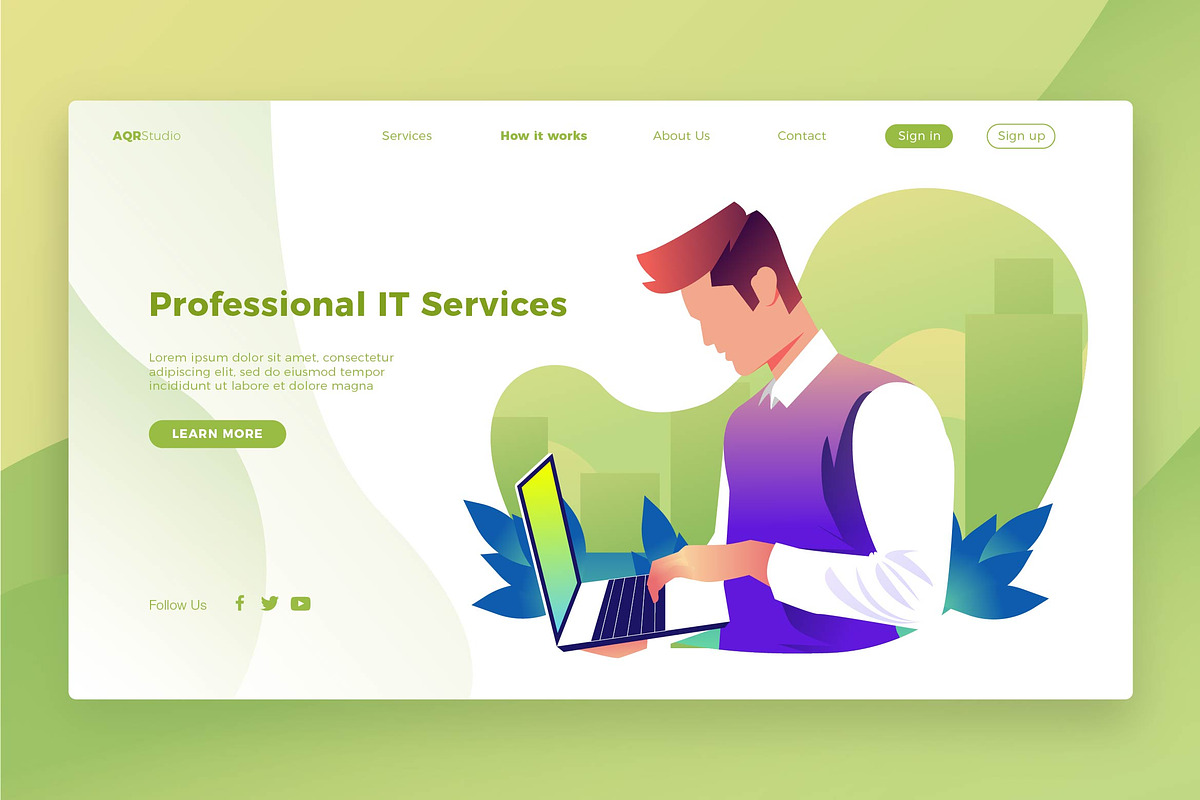 Professional IT- Banner&Landing Page in Web Elements - product preview 8