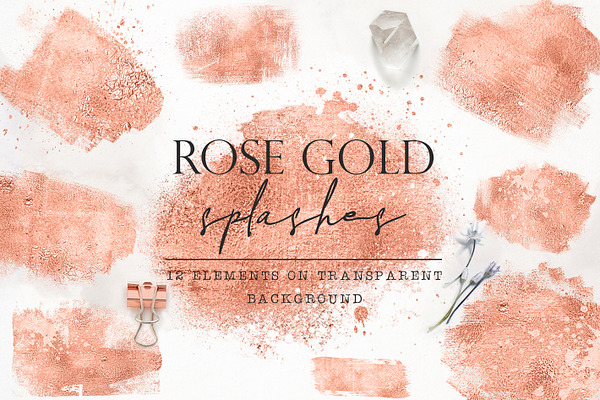 12 Aged rose gold paint splashes