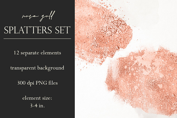 12 Aged rose gold paint splashes in Objects - product preview 1