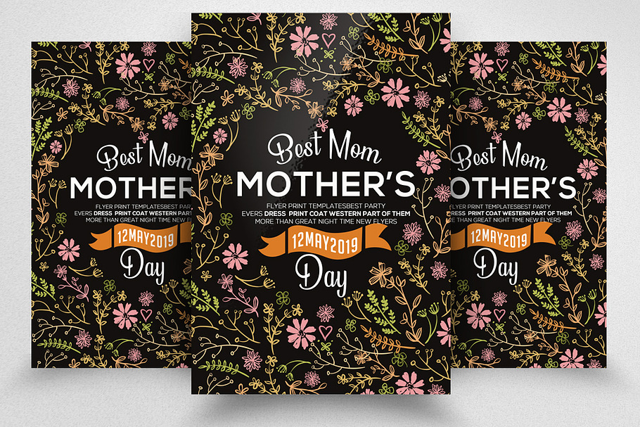 Mom Day Floral Flyer Black Color in Invitation Templates - product preview 8