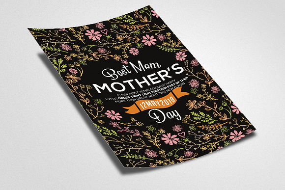 Mom Day Floral Flyer Black Color in Invitation Templates - product preview 1