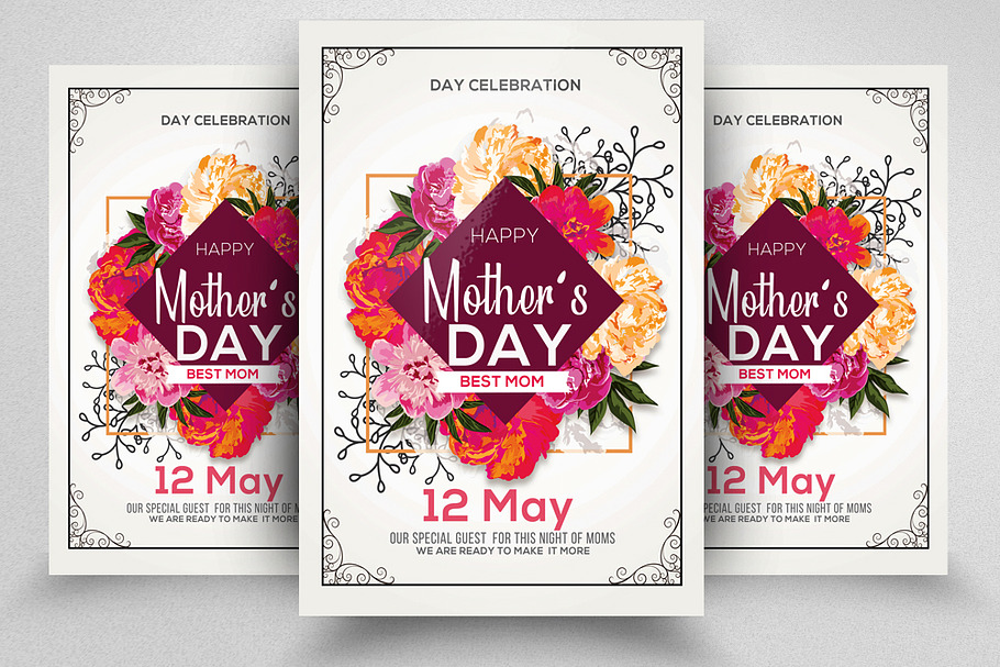 Mother Day Special Card & Flyer Temp in Invitation Templates - product preview 8