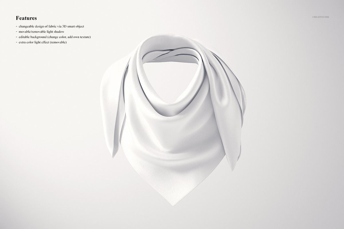 Wrapped Silk Scarf Mockup  (52/FFv.9 in Product Mockups - product preview 8