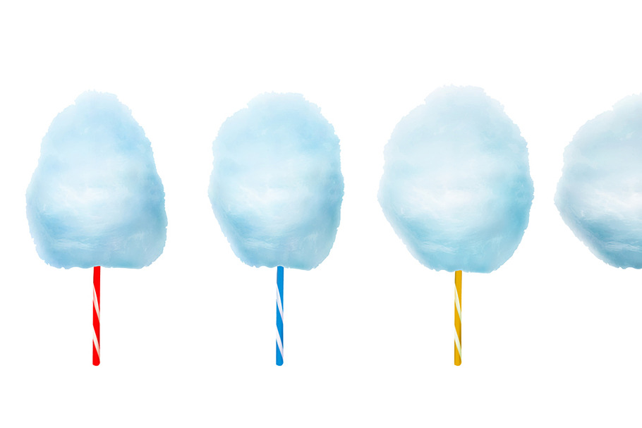 Realistic cotton candies on sticks. in Illustrations - product preview 8