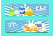Fresh dairy products concept set of
