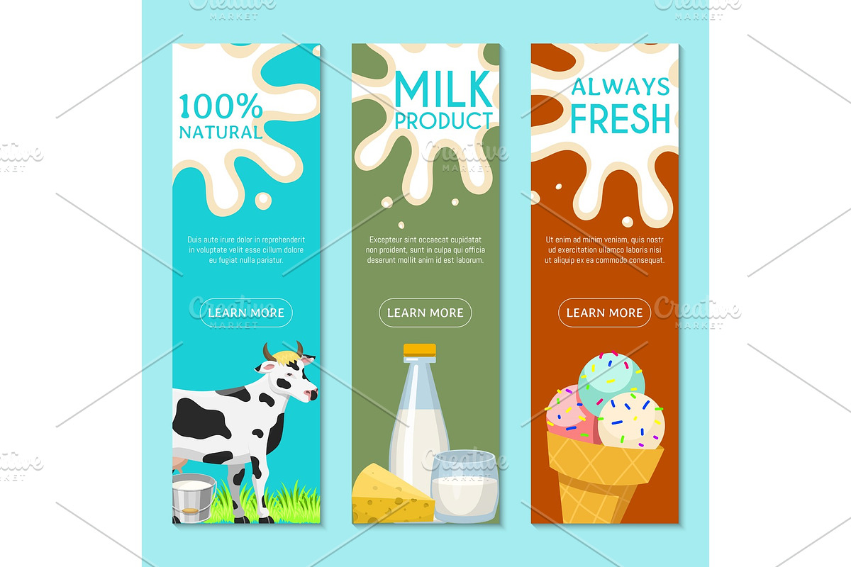 Fresh dairy products concept set of in Illustrations - product preview 8
