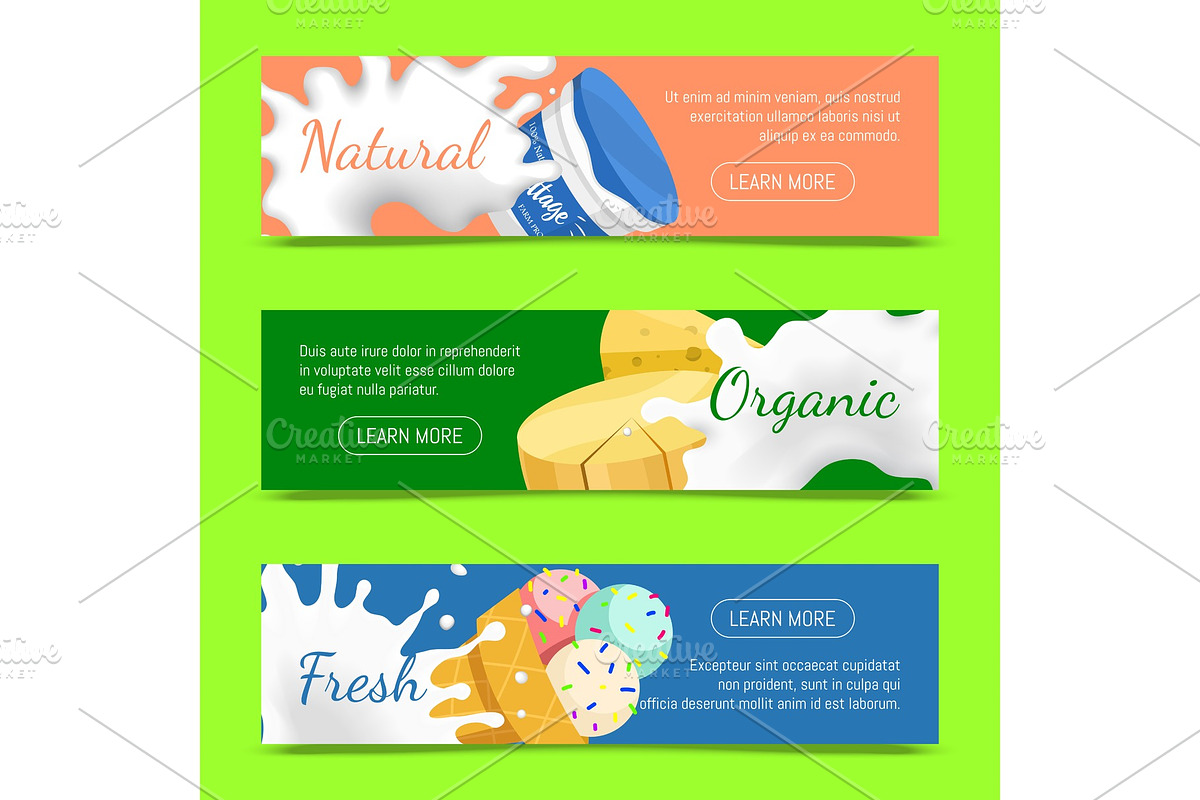 Fresh dairy products concept set of in Illustrations - product preview 8