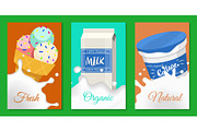 Fresh dairy products concept set of