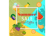 Summer sale banner with fruits such