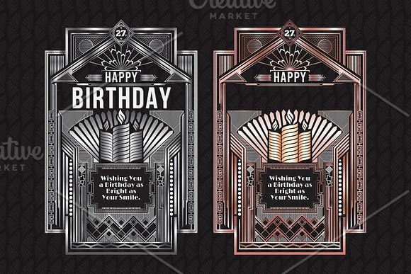 American Art Deco Birthday Card in Illustrations - product preview 1