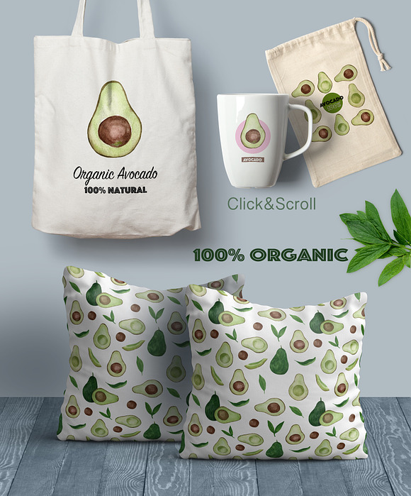 Avocado watercolor clipart in Illustrations - product preview 1