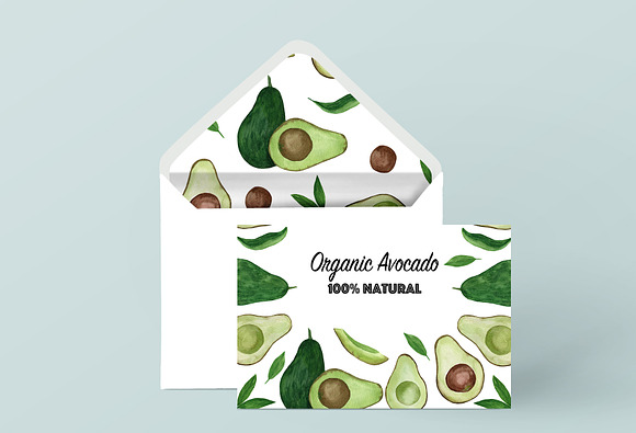 Avocado watercolor clipart in Illustrations - product preview 2