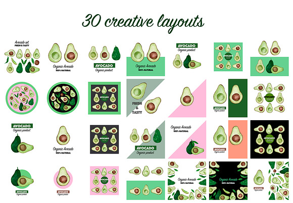 Avocado watercolor clipart in Illustrations - product preview 4