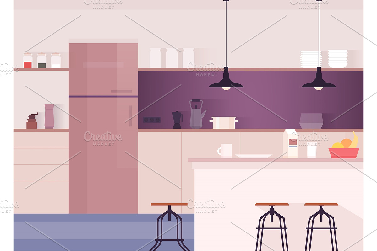 Kitchen interior. Comfortable dining in Illustrations - product preview 8
