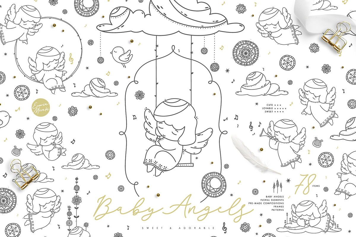 Baby Angels - Cute Clipart in Illustrations - product preview 8
