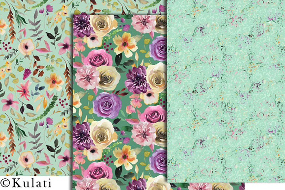 Pink Purple Green Floral Patterns in Patterns - product preview 1