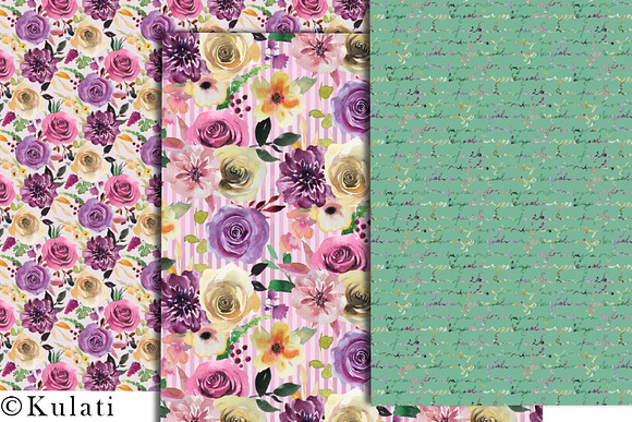 Pink Purple Green Floral Patterns in Patterns - product preview 2