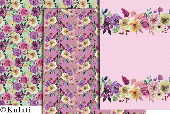 Pink Purple Green Floral Patterns in Patterns - product preview 4