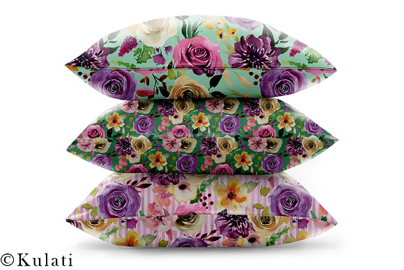 Pink Purple Green Floral Patterns in Patterns - product preview 5