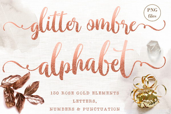 Rose gold letters & numbers clipart