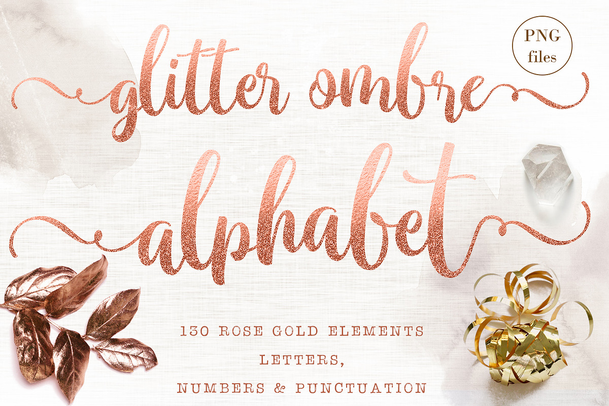 Rose gold letters & numbers clipart in Objects - product preview 8