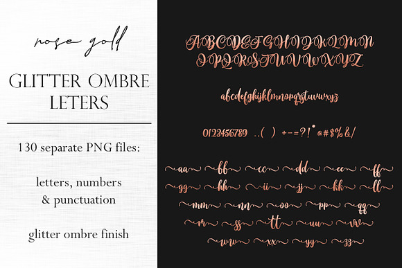 Rose gold letters & numbers clipart in Objects - product preview 1