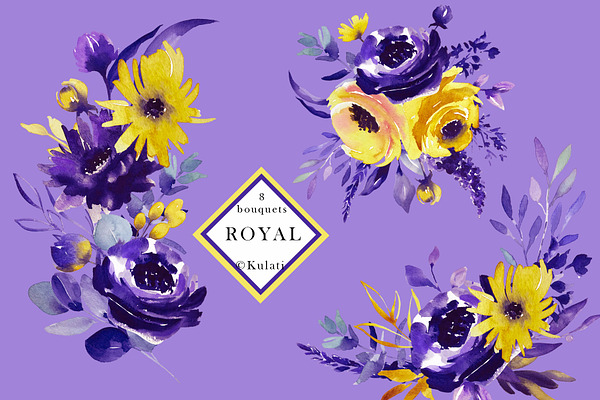 Purple and Yellow Floral Bouquets