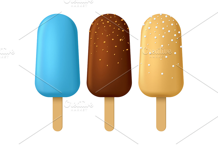 3d Popsicle Ice Creams Set. Vector in Objects - product preview 8