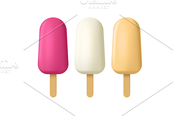 3d Popsicle Ice Creams Set. Vector in Objects - product preview 1