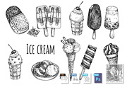 Ice cream different types collection