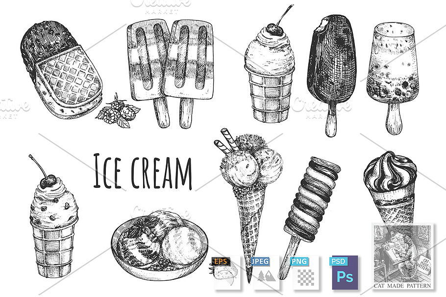Ice cream different types collection in Objects - product preview 8