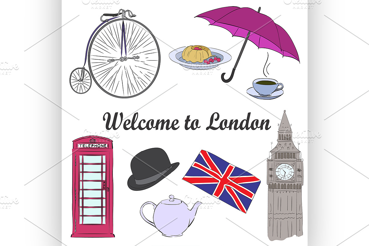 Vector hand drawn London set in Illustrations - product preview 8