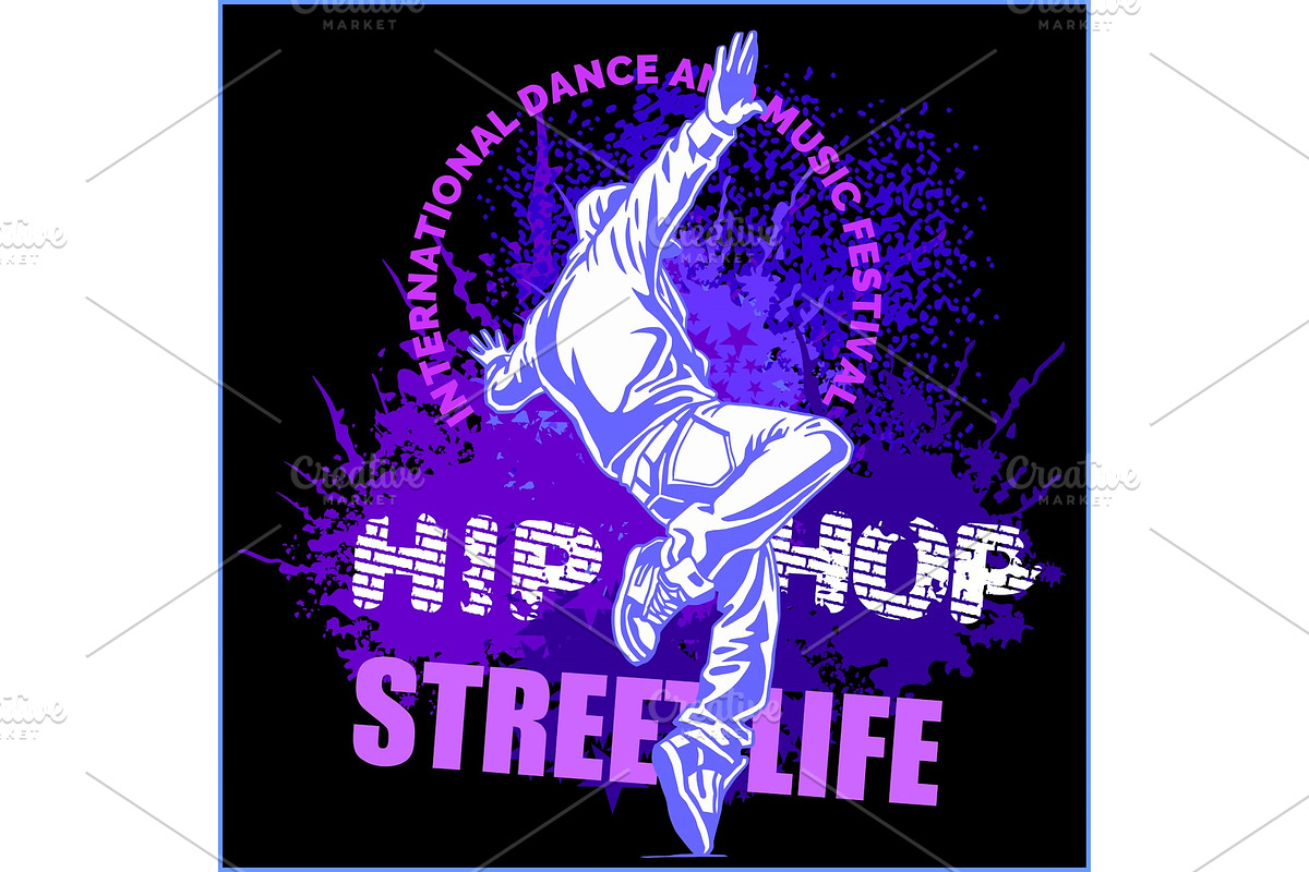 hip hop dancer on white background in Illustrations - product preview 8