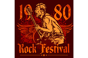 Rock concert poster - 1980s. Vector