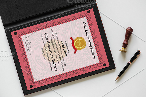 Engineering Diploma Certificate in Stationery Templates - product preview 3
