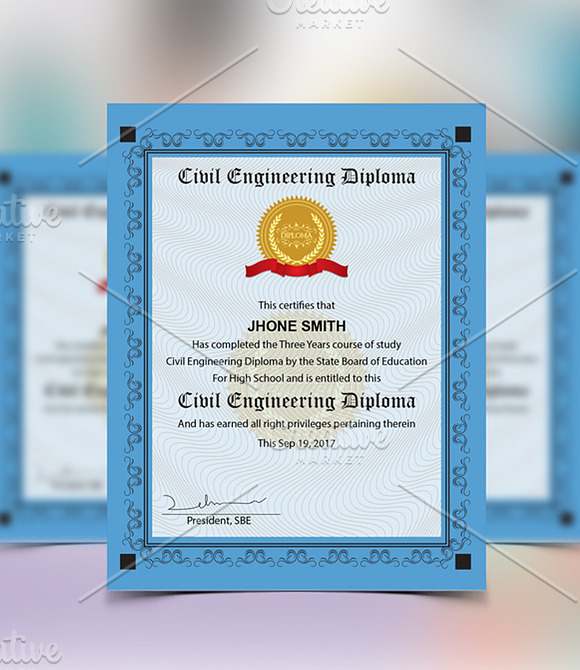 Engineering Diploma Certificate in Stationery Templates - product preview 4