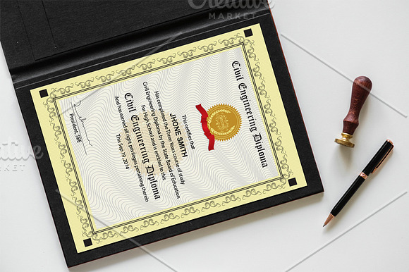 Engineering Diploma Certificate in Stationery Templates - product preview 5