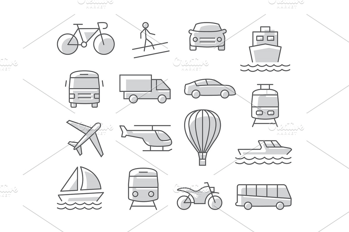 Transport icons set on white in Illustrations - product preview 8